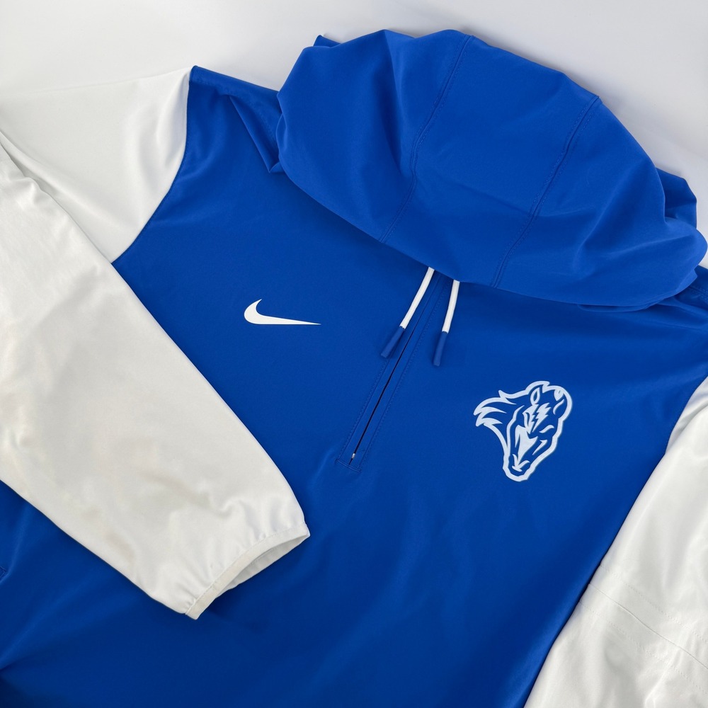 Nike Quarter Zip Warm Up Hoodie Men XL Blue White Boise State Broncos Basketball